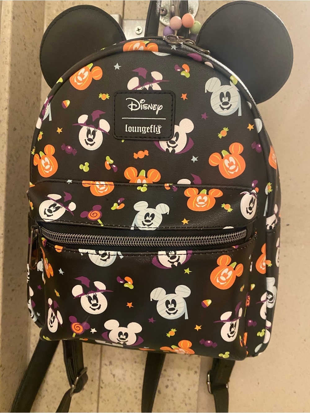 Loungefly  Black Halloween Mickey Mini Backpack with Ears
